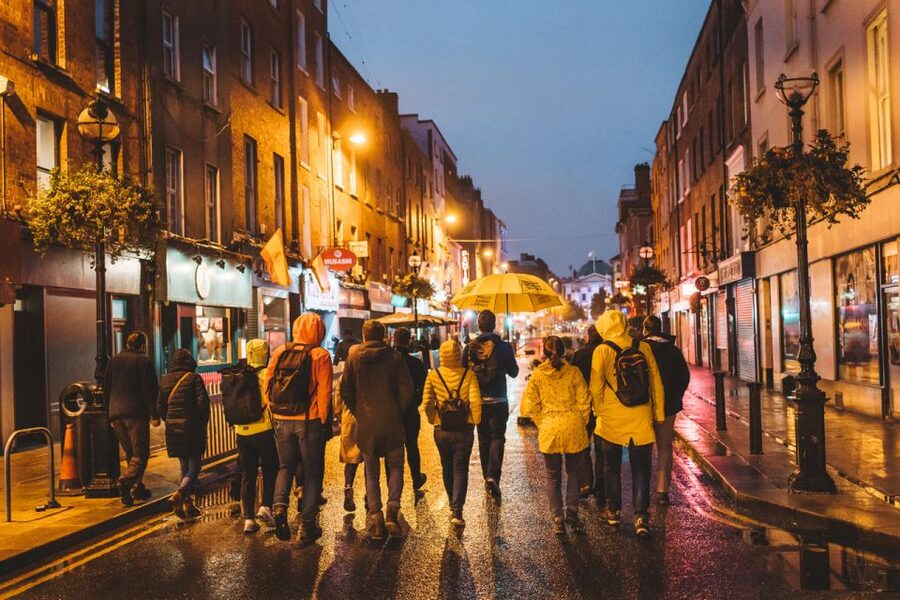 Dublin: Macabre History Walking Tour - Finding the yellow umbrella at the Spire